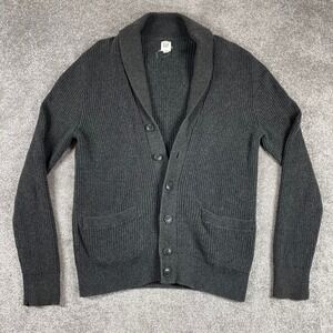 GAP Cardigan Sweater‎ Mens Medium Shawl Collar Chunky Knit Grandpa Cotton Gray
